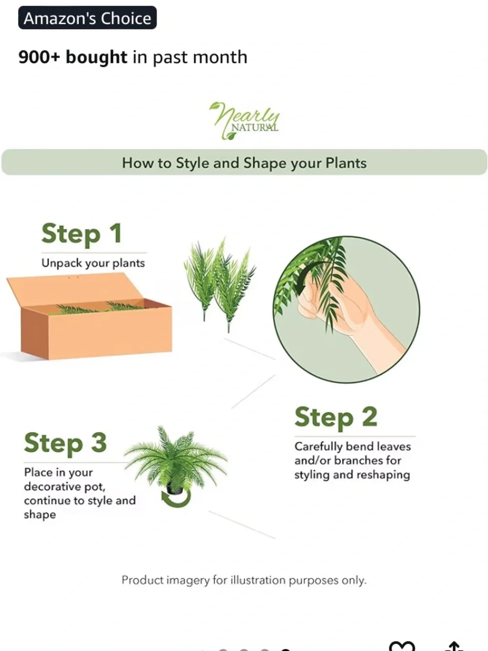 Nearly Natural Green Fern Fronds Faux Floral